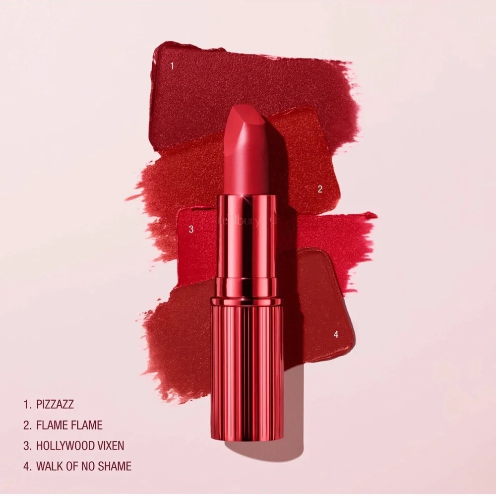 NIB Charlotte Tilbury Matte Revolution Hydrating Lipsticks in Pizzazz - Red